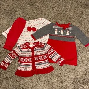 COPY - Christmas Holiday Gymboree 4-pieces & Red Tutu Dress Girls Size 6-12M